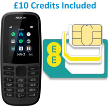 Nokia 105 Dual Sim Brand New Black Unlocked 4th Edition + £10 EE Top-Up
