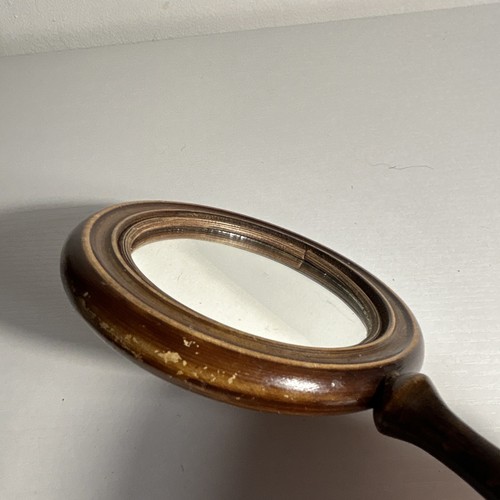Wood handheld hand mirror with - wood,