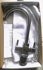 Kitchen Sink Mixer Mono Tap Square Dual Twin Lever Chrome Swivel Spout Faucet