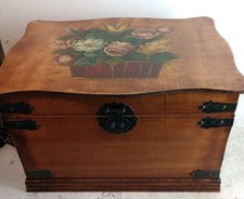 Vtg Wooden Box Chest Storage