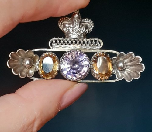 Victorian silver brooch with - victorian,