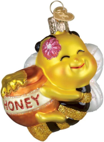 Bee skep glass - bee, ornaments