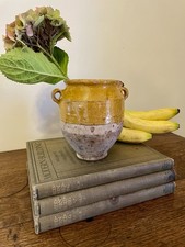 Antique French Mini Yellow Confit Pot -  Rustic Patina 