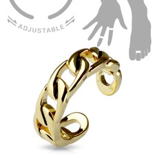 Toe Ring Linked Chain Adjustable Open Midi Finger Knuckle Thumb Stacking Band 