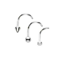 NOSE STUD PIERCING in Stainless Steel or Titanium - Ball, Cone or Flat top 1mm