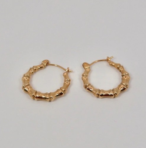 9ct gold bamboo hoop - hoop, earrings