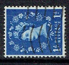GB QE2 1958 SG571a 1d blue