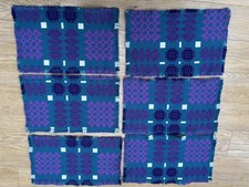 6 Vintage Welsh Tapestry fab colourful Reversible Table Mats - 100% Wool 