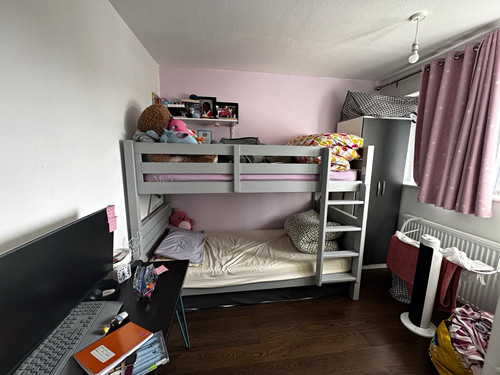 Grey wooden bunk bed - bed, frame