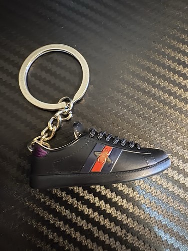 Gucci black leather keychain