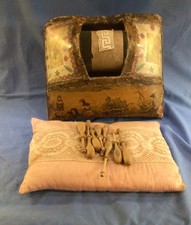 Vintage French Hand Made Antique Lace Making Roller Pillow