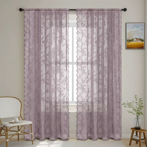Lace sheer curtain panel - 1,