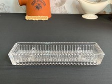 Vintage Art Deco Clear Glass Pen Tray Desk Accessory with Pen Rests