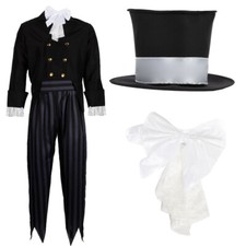 GHOST GROOM COSTUME MENS HALLOWEEN FANCY DRESS COSTUME ZOMBIE WEDDING SUIT