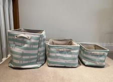 Giraffe Print Canvas Storage Basket for Kids Laundry Toys Nursery Set Of 3