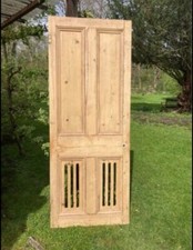 Original Victorian Pine Door with Sliding Slats - Width 30"/Height 76.5"