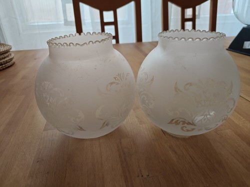 Pair vintage frosted - frosted, glass
