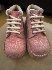 Girls Pink Love Heart Kickers Boots Size 9