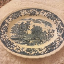 Vintage Blue & White Oval