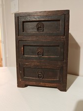 Antique Dark Wood Trinket Chest/Jewellery /Apothecary  Drawers