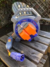 Camping cable reel with safety RCD, 15m, 13A, IP54. Highly visible lead