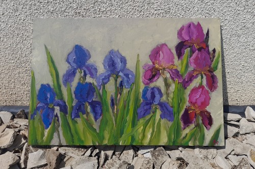 Irises original oil - , painting