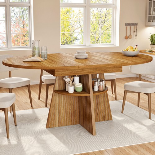 Round extendable dining table - round,