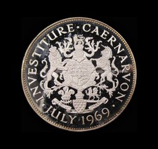 1969 CHARLES PRINCE OF WALES INVESTITURE 38mm SILVER MEDAL - BY PINCHES