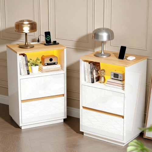 Led bedside table with - bedside,