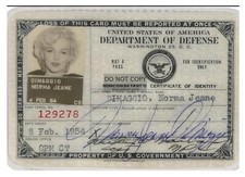 MARILYN MONROE GOVERNMENT ISSUED ID AUTOGRAPHED 5X7 PHOTO