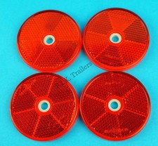 4 x RED 60mm Hi-Viz Reflectors for Driveway Gate Fence Posts & Trailer Horse Box