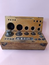 Wooden Cased Vintage Brass Churn Style Weights Set - Up to 1kg