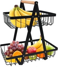 2-Tier Fruit Basket Detachable Fruit Holder for Fruit Provides Space for Plate