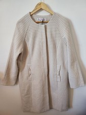  Ladies Anne Weyburn New Cream And Pink Long Smart Winter Coat Size 18 