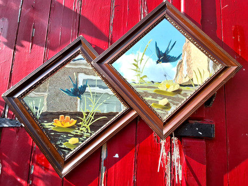 Pair vintage handpainted - of,