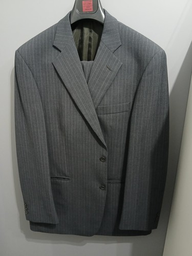 1980s grey striped suit - 1980s,