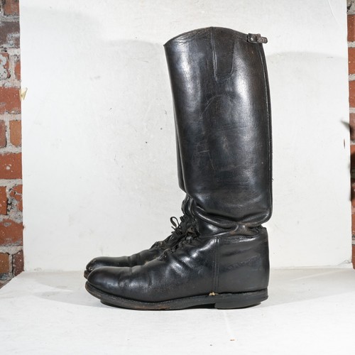 Vtg black leather bal laced - black, bal-laced