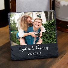 Personalised Rock Slate Coasters Custom Any Photo & Text Birthday Christmas Gift