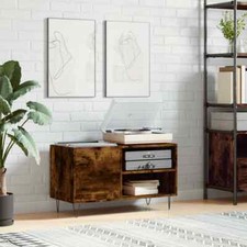 ARKEM Record Cabinet Smoked Oak 85x38x48  Engineered Wood,Record Player G3B6