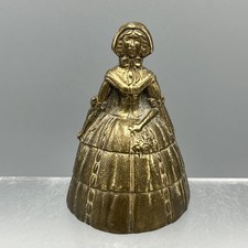 Vintage Brass Bell Of Lady In Crinoline Dress 7.5cm Detailed
