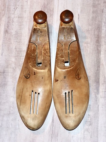 Antique pair wood vented shoe - antique,