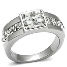 Mens silver ring princess cut