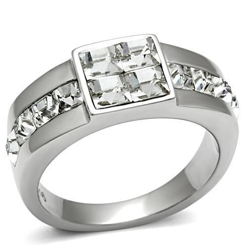 Mens silver ring princess - , cut