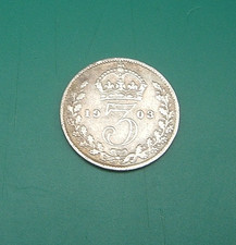 GB  Edward VII.  1903  Silver (.925)  Threepence .  Fine  KM# 797.1