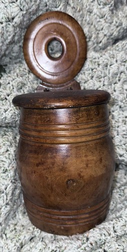 Antique treen salt box - treen,