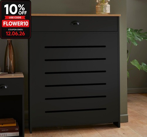 Black radiator cover cabinet - black,