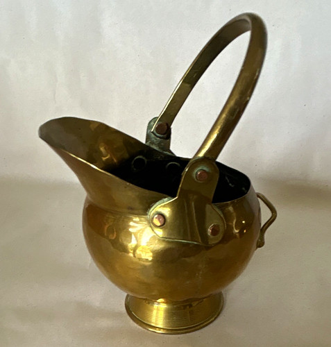 Brass fireplace coal scuttle - brass,