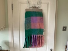 Blanket scarf - green, pink &