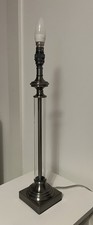 Laura Ashley Glass Column Table Lamp Base Brushed Metal 19.5” x1 Unit Only