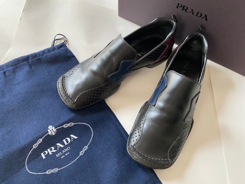 Prada men leather loafers - leather,